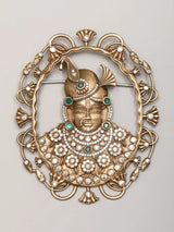 Shrinathji Stone Studded Brass Brooch