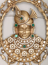Shrinathji Stone Studded Brass Brooch