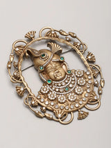 Shrinathji Stone Studded Brass Brooch