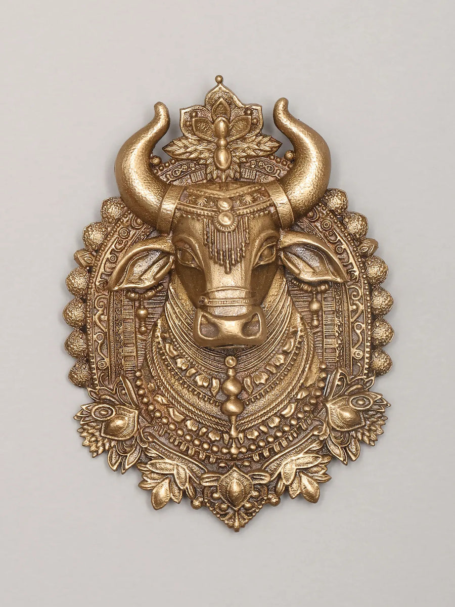 Nandi Maharaj Motif Antique Finish Brass Brooch