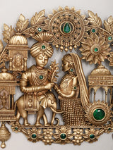Brass King and Queen Stone Studded Brooch