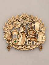 Brass King and Queen Stone Studded Brooch