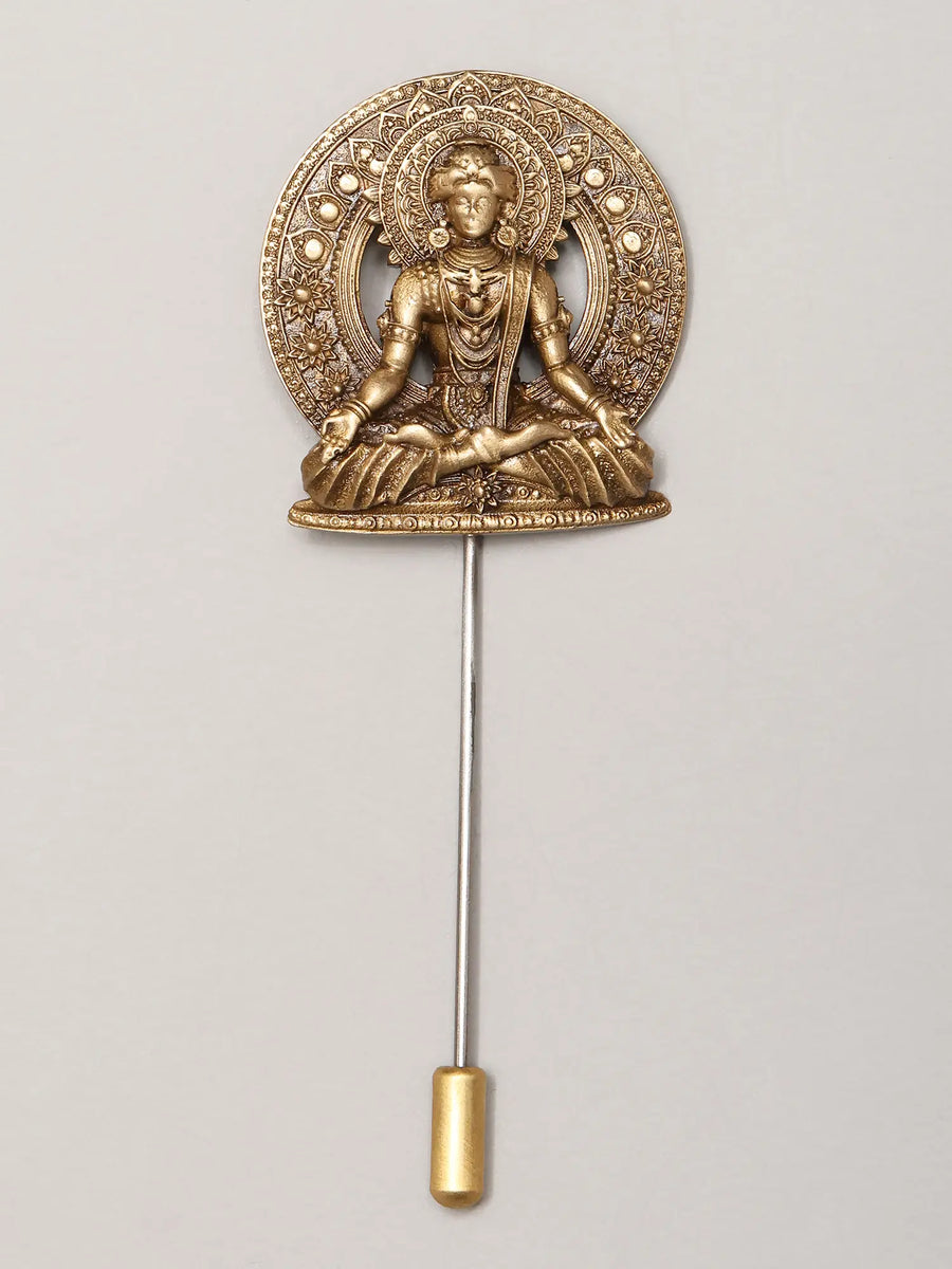 Meditating Buddha Brass Lapel Pin