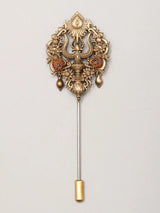 Rudraksha and Trishul Brass Lapel Pin