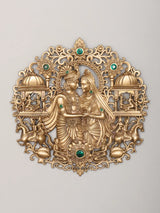 Radha Krishna Stone Studded Brass Brooch