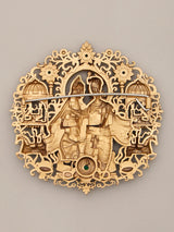 Radha Krishna Stone Studded Brass Brooch