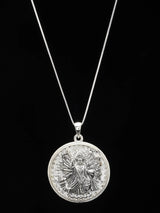 Goddess Durga Sterling Silver Round Pendant