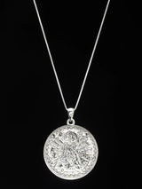 Goddess Durga Sterling Silver Round Pendant