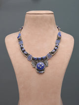 Tibetan Tribal Lapis Lazuli Brass Silver Necklace