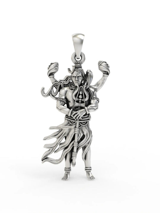 Warrior Lord Shiva Sterling Silver Pendant