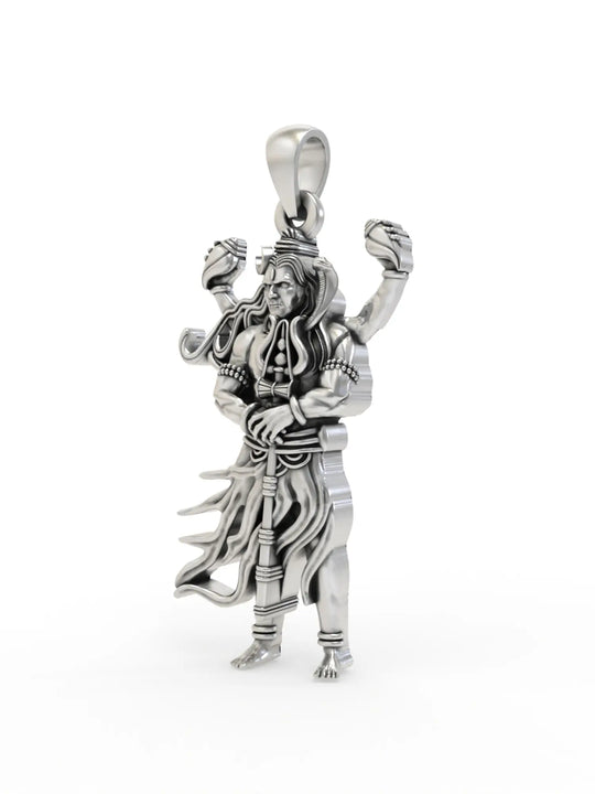 Warrior Lord Shiva Sterling Silver Pendant
