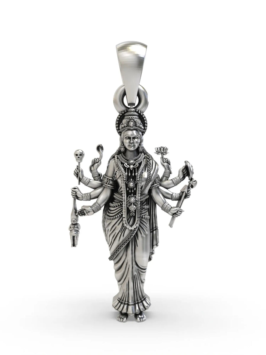 Mata Sadhi Divine Mother Durga Sterling Silver Pendant