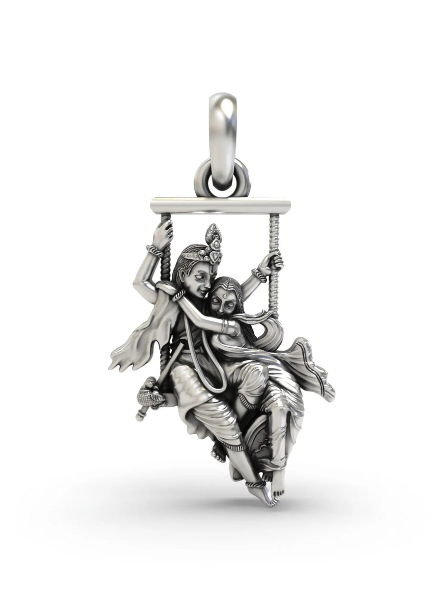 Radha Krishna on a Swing Sterling Silver Pendant