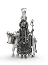 Goddess Durga Pithad Form Sterling Silver Pendant