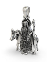 Goddess Durga Pithad Form Sterling Silver Pendant