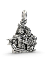Radha Krishna Bust Sterling Silver Pendant with Vintage Polish
