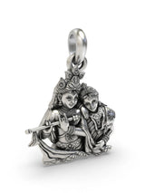 Radha Krishna Bust Sterling Silver Pendant with Vintage Polish