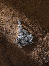 Radha Krishna Bust Sterling Silver Pendant with Vintage Polish