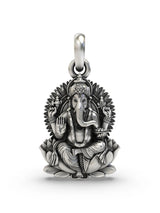 Chaturbhuja Ganesha on Lotus Sterling Silver Pendant