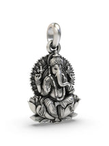 Chaturbhuja Ganesha on Lotus Sterling Silver Pendant