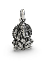 Chaturbhuja Ganesha on Lotus Sterling Silver Pendant