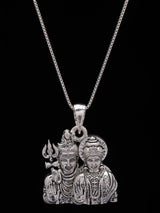 Shiva and Parvati Vintage Sterling Silver Pendant