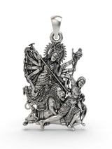 Mahishasura Mardini Goddess Durga Sterling Silver Pendant
