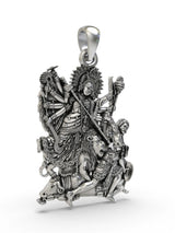 Mahishasura Mardini Goddess Durga Sterling Silver Pendant