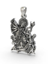 Mahishasura Mardini Goddess Durga Sterling Silver Pendant