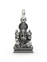 Seated Chaturbhuja Ganesha Sterling Silver Pendant