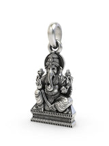 Seated Chaturbhuja Ganesha Sterling Silver Pendant