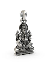 Seated Chaturbhuja Ganesha Sterling Silver Pendant