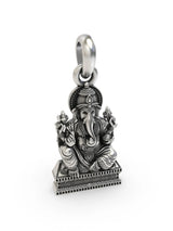Seated Chaturbhuja Ganesha Sterling Silver Pendant