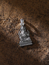 Seated Chaturbhuja Ganesha Sterling Silver Pendant
