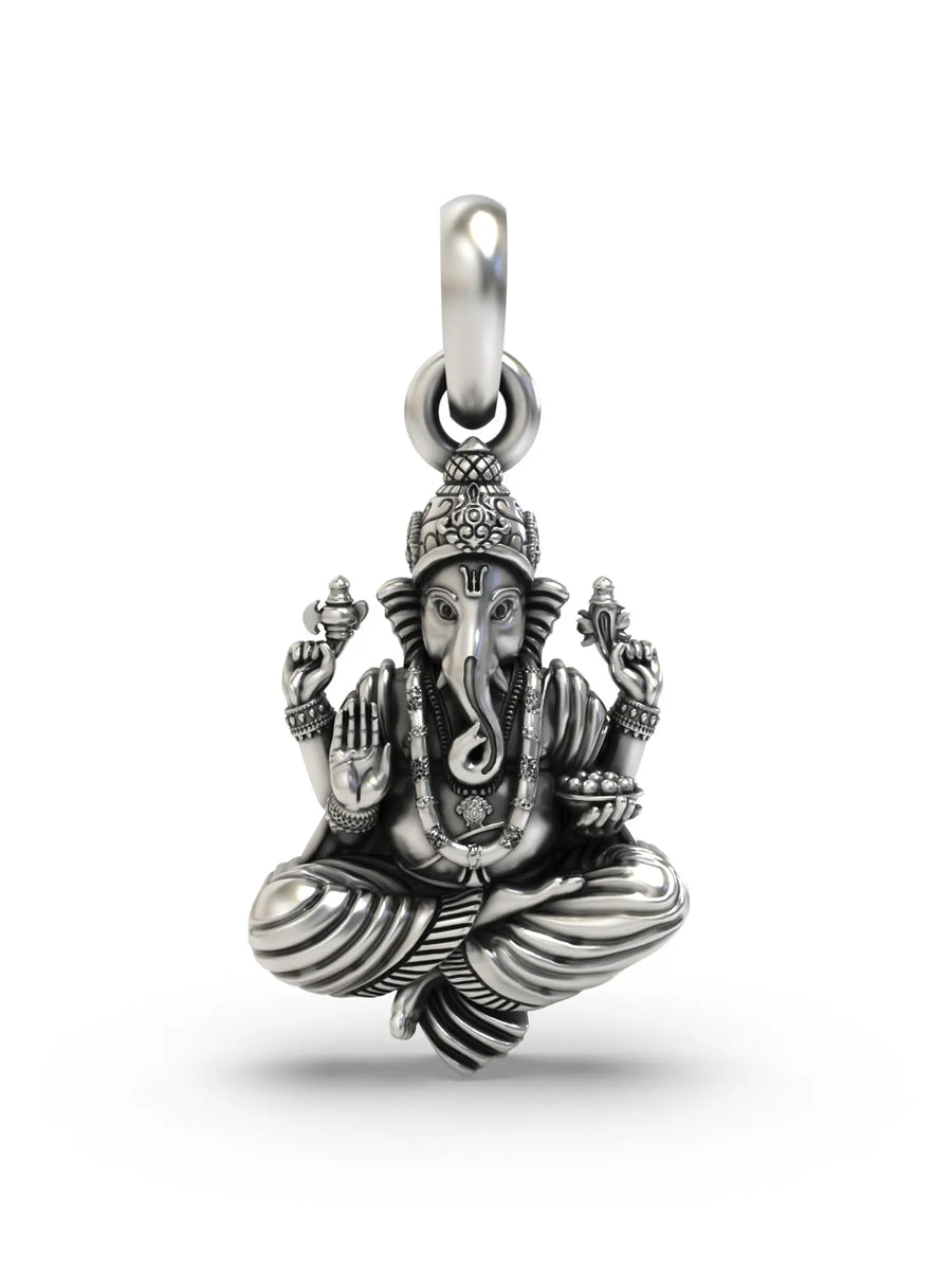 Chaturbhuja Lord Ganesha Sterling Silver Pendant