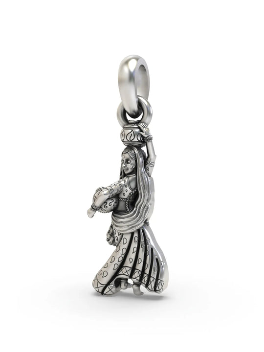 Goddess Radha with Matka Sterling Silver Pendant