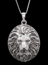 Lion Face Carved Sterling Silver Pendant