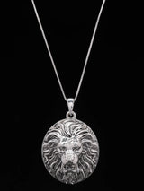 Lion Face Carved Sterling Silver Pendant