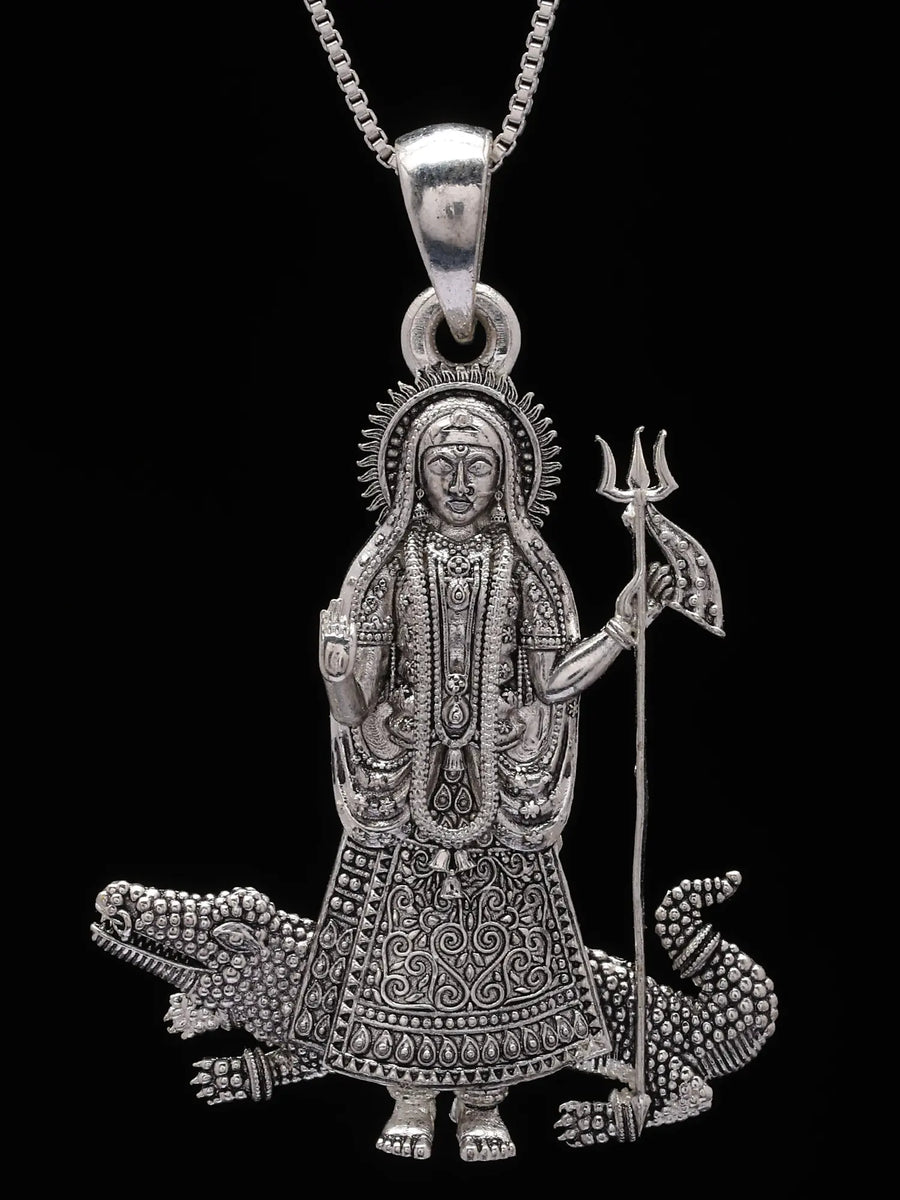 Khodiyar Mata Folk Goddess Sterling Silver Pendant