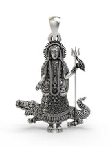 Khodiyar Mata Folk Goddess Sterling Silver Pendant