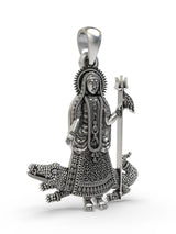 Khodiyar Mata Folk Goddess Sterling Silver Pendant
