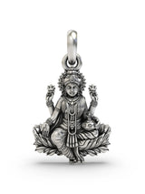 Goddess Lakshmi on Lotus Vintage Temple Silver Pendant
