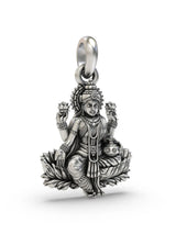 Goddess Lakshmi on Lotus Vintage Temple Silver Pendant
