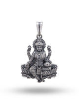 Goddess Lakshmi on Lotus Vintage Temple Silver Pendant