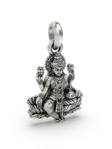 Goddess Lakshmi on Lotus Vintage Temple Silver Pendant