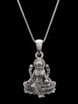 Goddess Lakshmi on Lotus Vintage Temple Silver Pendant