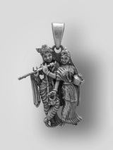 Radha Krishna Polished Sterling Silver Pendant
