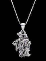 Radha Krishna Polished Sterling Silver Pendant