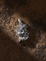 Flute Krishna and Peacock Sterling Silver Pendant