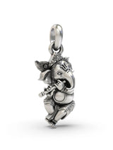 Fluted Ganesha Vintage Polish Sterling Silver Pendant